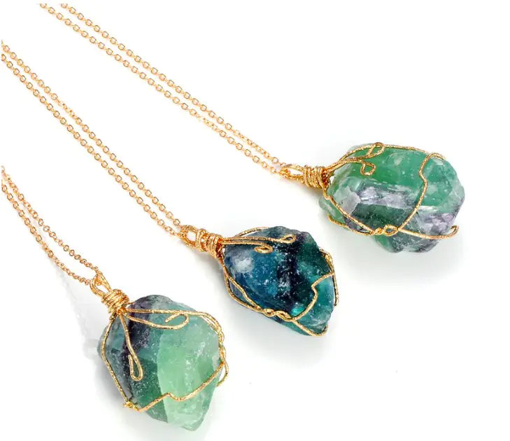 Irregular Necklace with White Crystal Pendant