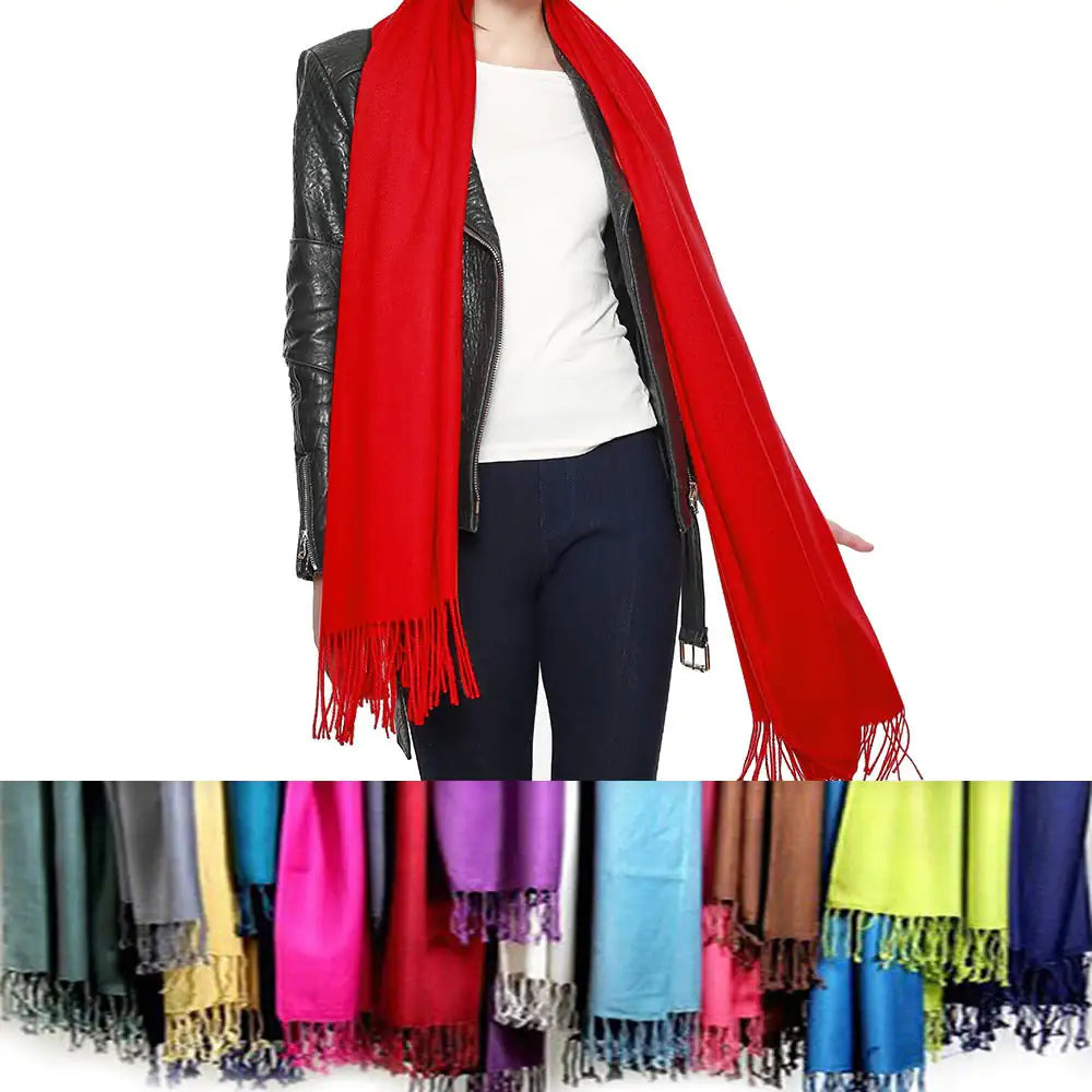 Luxury Pashmina Shawl with Fringe