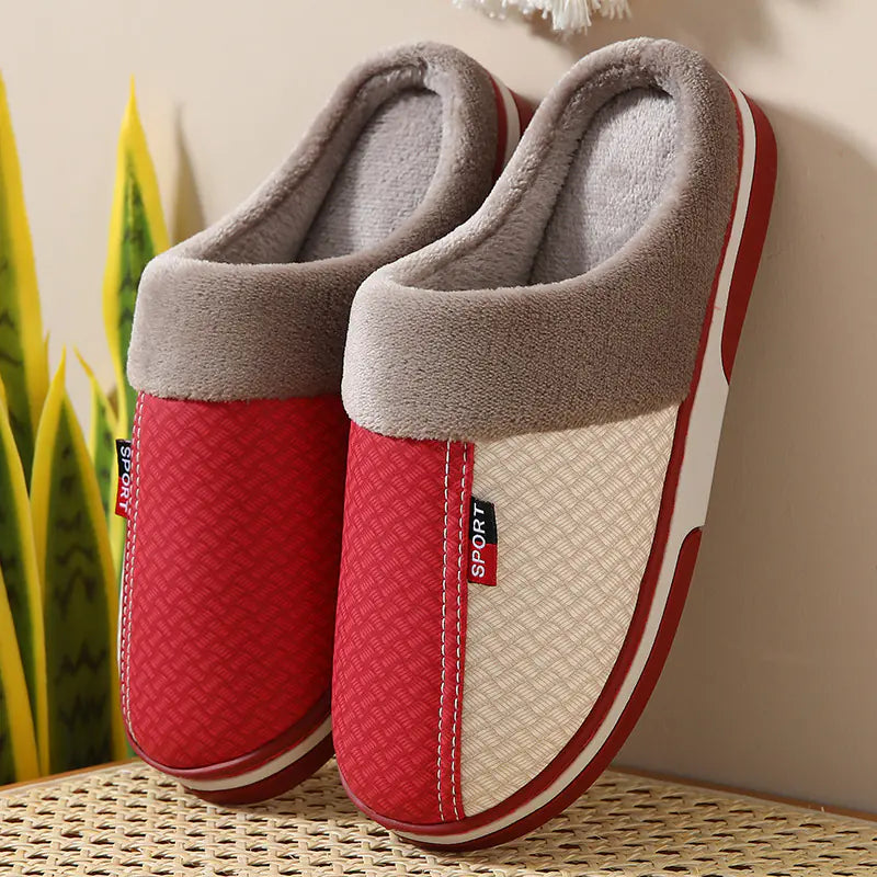 Waterproof Cotton PU Leather Slippers for Couples