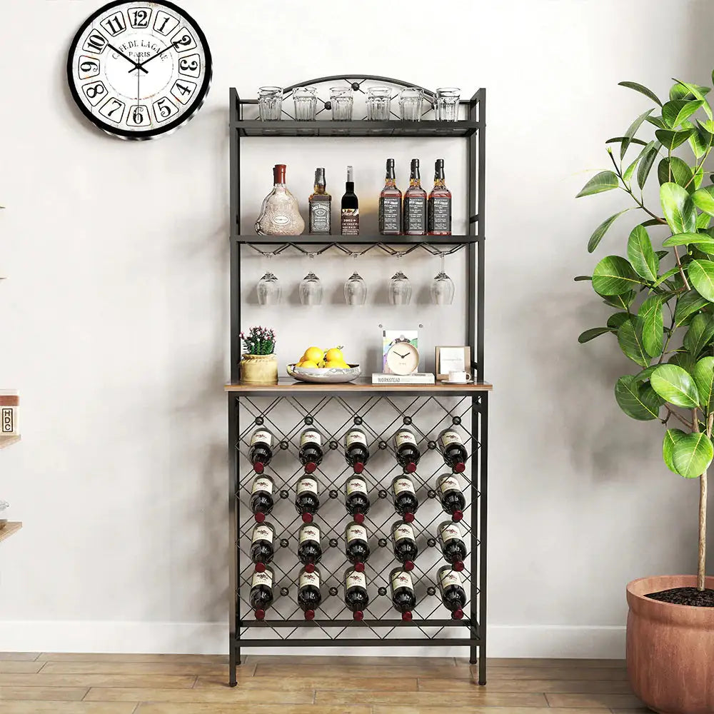 Tall Wine Holder Stand With Wine Glass Holder