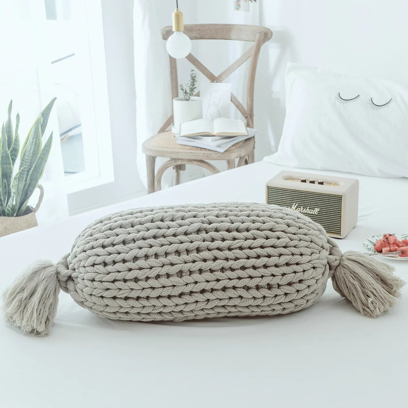 Handmade Solid Color Wool Sofa Cushion