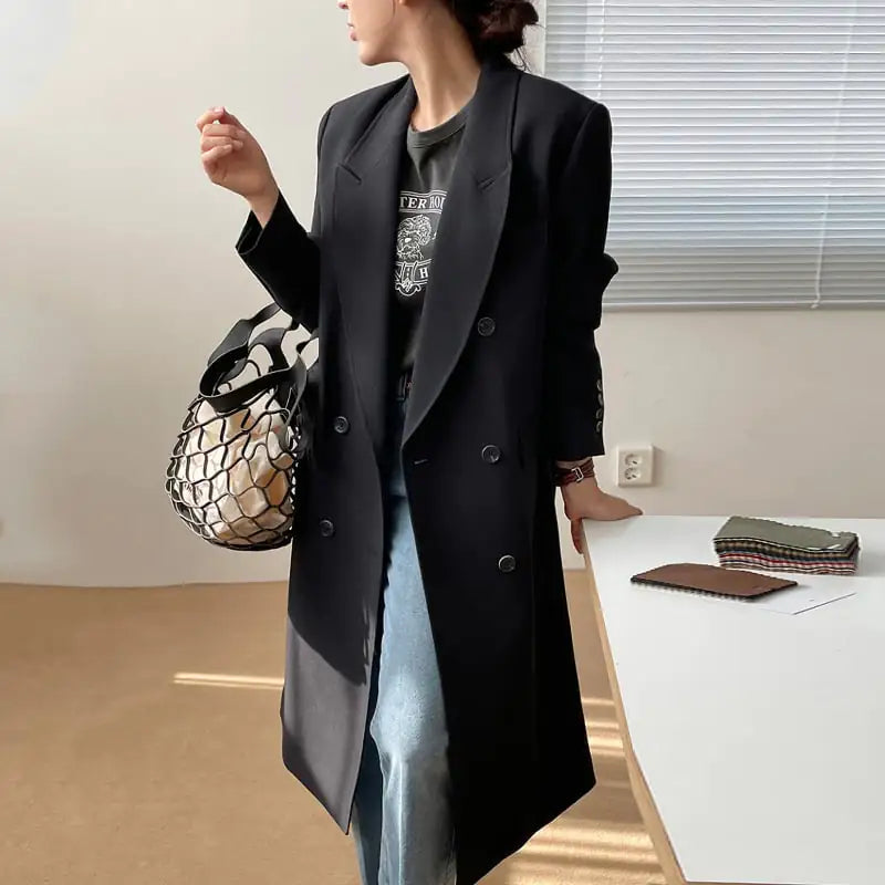 Double-Breasted French-Style Suit Collar Coat