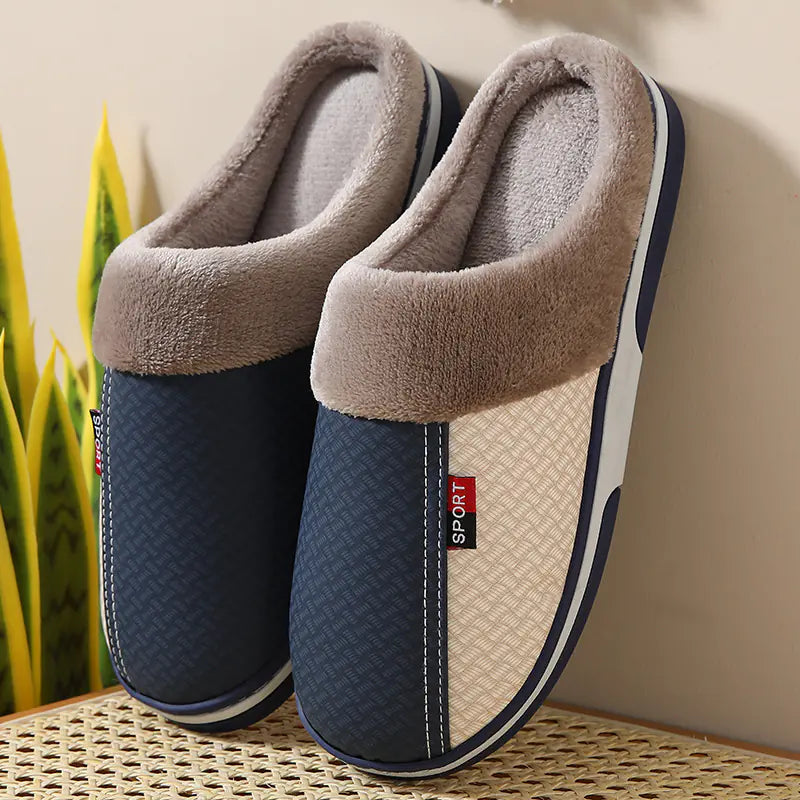 Waterproof Cotton PU Leather Slippers for Couples