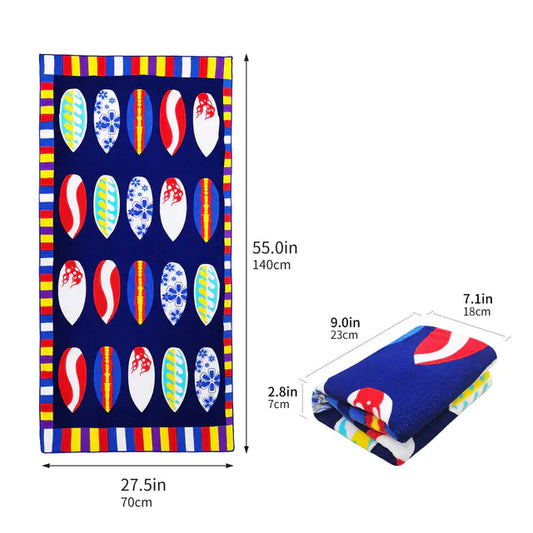 Manicure Style Beach Towel with Plum and Yellow Stitching