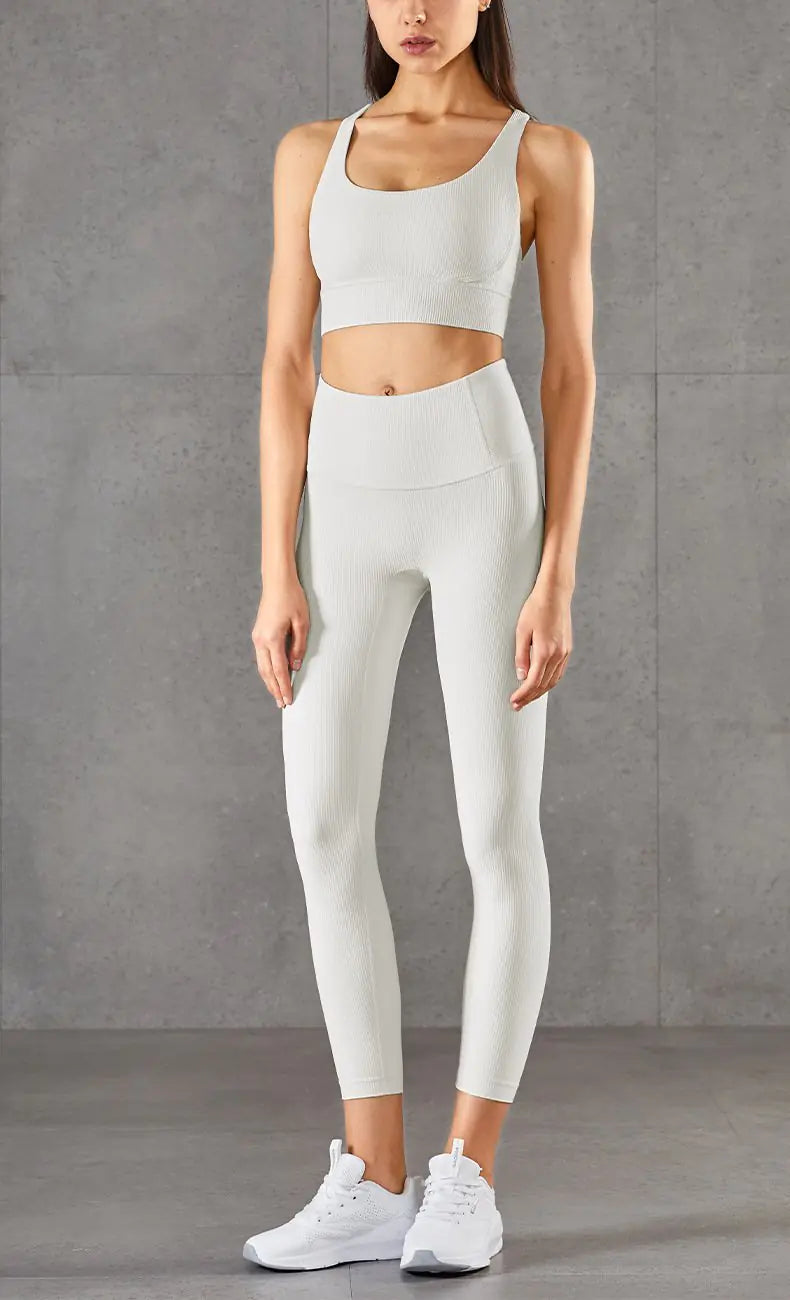 Ribbed Brocade High Waist Nude Leggings