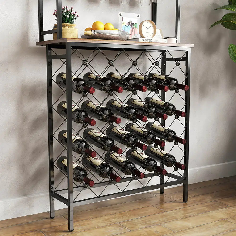 Tall Wine Holder Stand With Wine Glass Holder