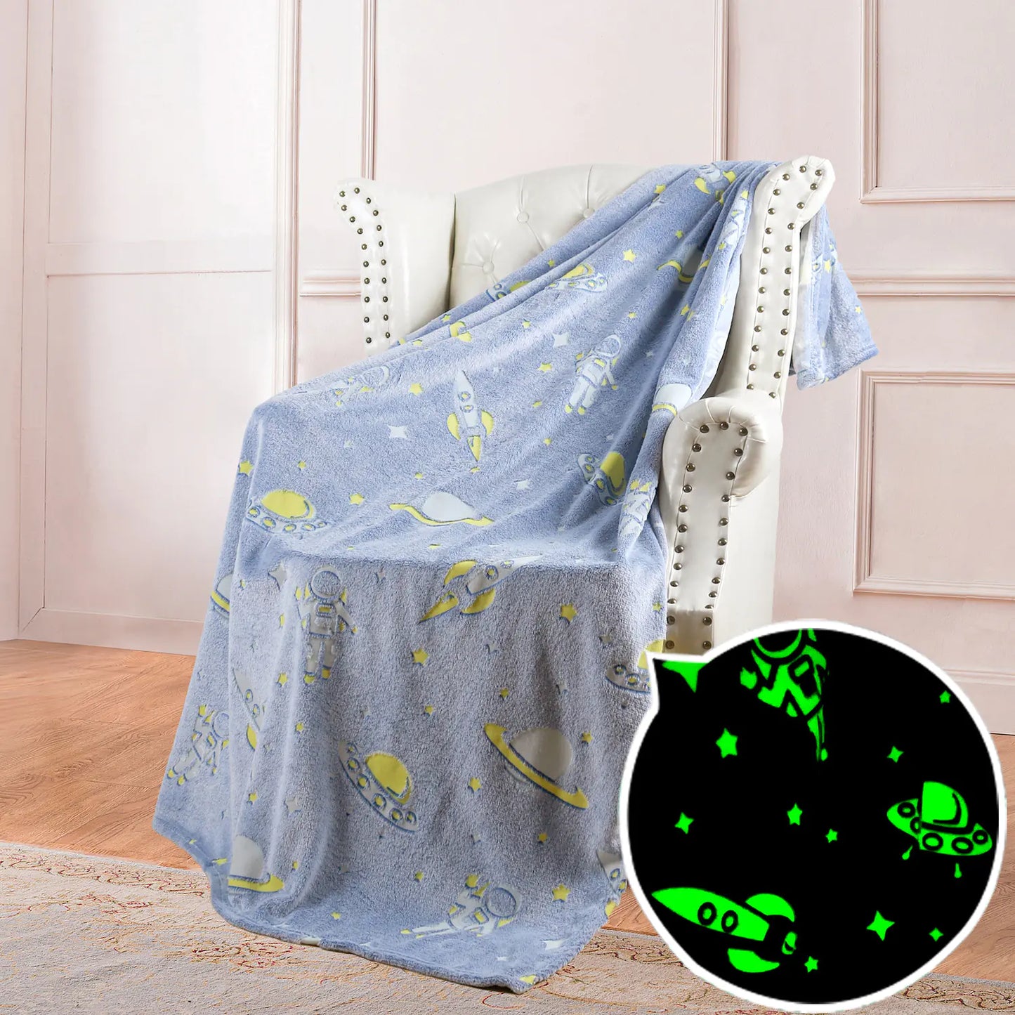 Reversible Glow-in-the-Dark Fleece Blanket for Kids
