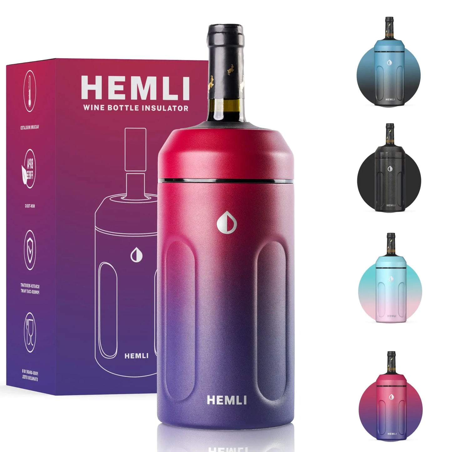 HEMLI Wine Bottle Insulator Sleeve Wine Chiller Wine Bottle Chiller Wine Bottle Cooler Wine Chiller Sleeve Wine Cooler Holder Champagne Bottle Chiller Wine Gift Ideas for Women