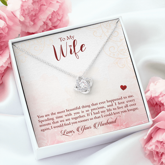 To My Wife – Love You Longer Love Knot Necklace