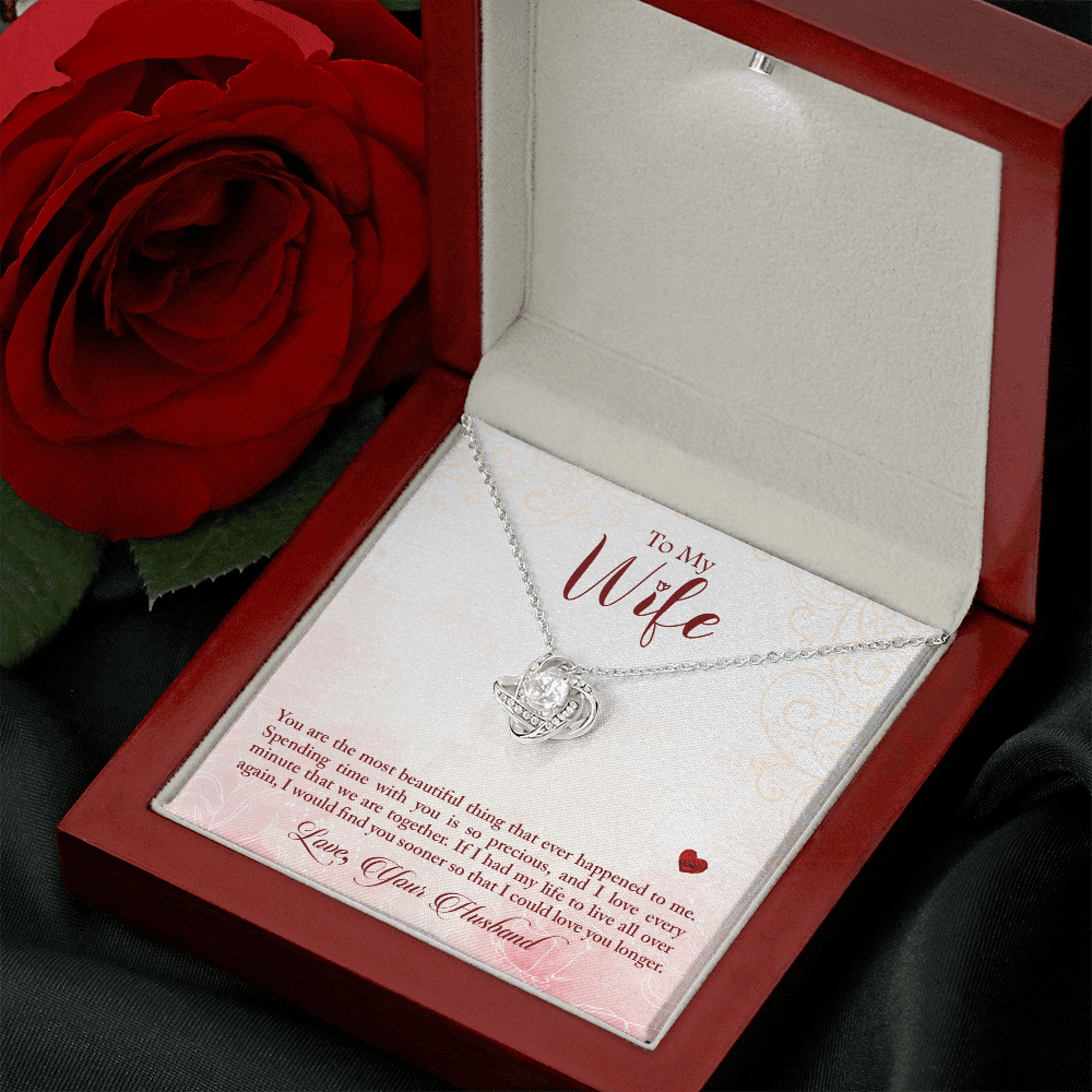 To My Wife – Love You Longer Love Knot Necklace