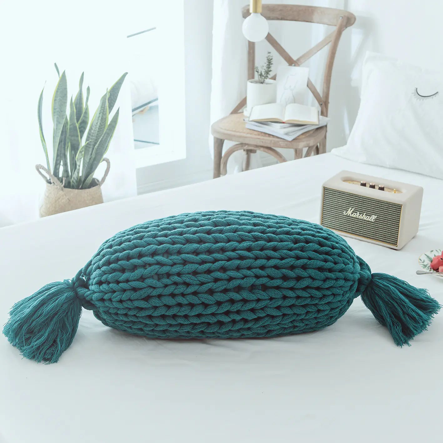 Handmade Solid Color Wool Sofa Cushion