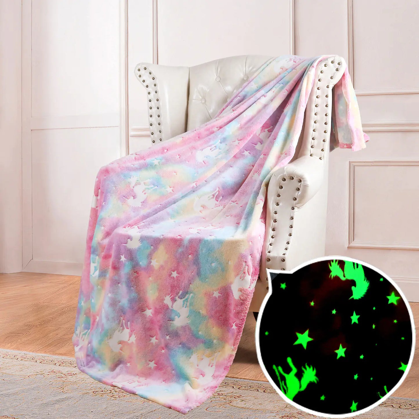 Reversible Glow-in-the-Dark Fleece Blanket for Kids