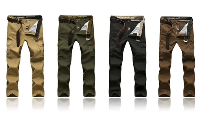 Men's Thick Cargo Pants, Loose Fit with Pockets