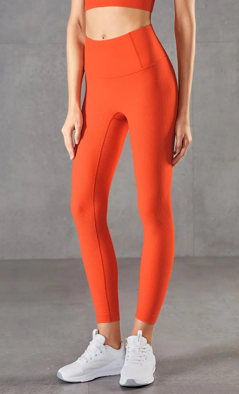 Ribbed Brocade High Waist Nude Leggings