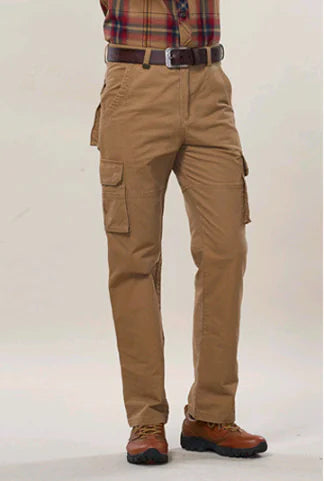Men's Thick Cargo Pants, Loose Fit with Pockets