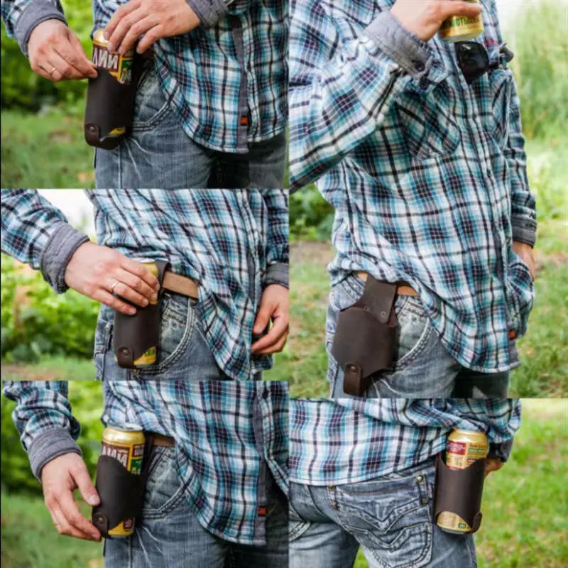 PU Leather Mountaineering Beer Bottle Case