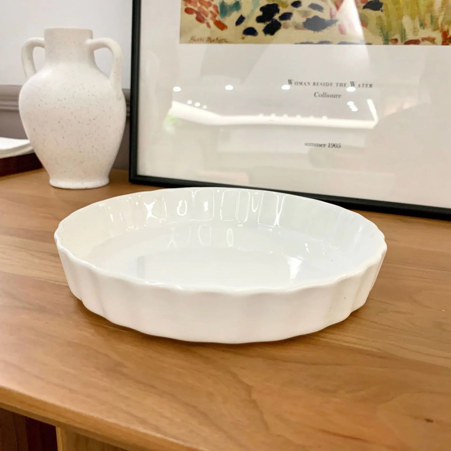 Striped Fruit Salad Plate for Cake and Pudding Baking