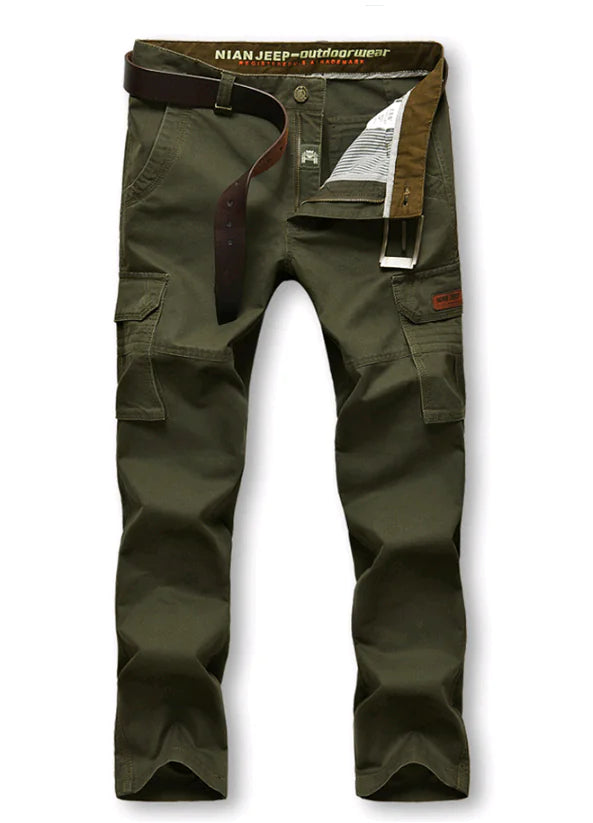Men's Thick Cargo Pants, Loose Fit with Pockets